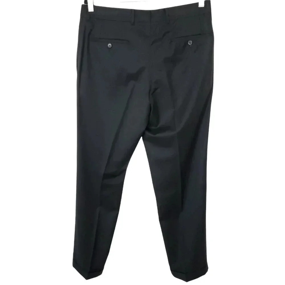 Boss Hugo Boss Wool Dress Pants Men's 32US (Euro Size 48) Black Trousers Pockets - Picture 2 of 11